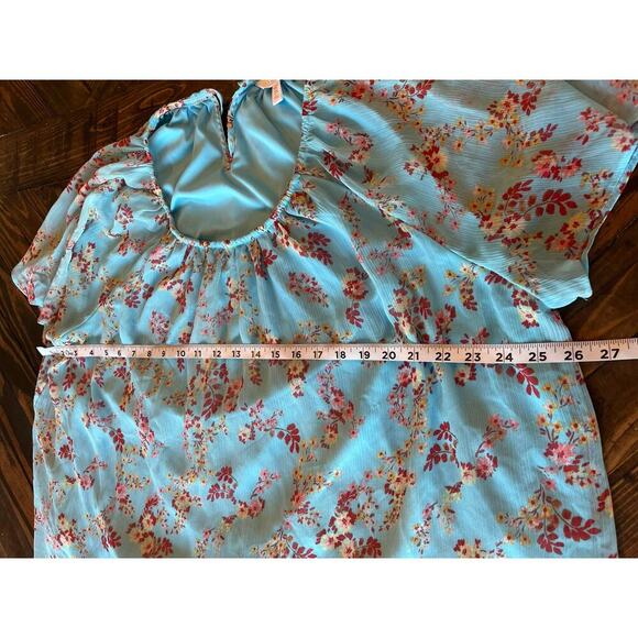 Lauren Conrad Floral Fairy Cottage Core Women 2XL Blue Loose Beach Spring Easter - Picture 5 of 9